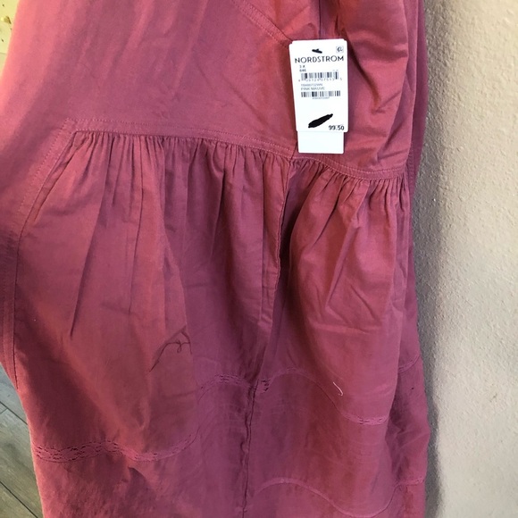 Treasure & Bond Flutter Sleeves Midi Dress in  Pink Mauve Tie Back Plus Size 3X - Picture 8 of 15